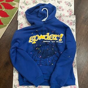 marina blue sp5der hoodie